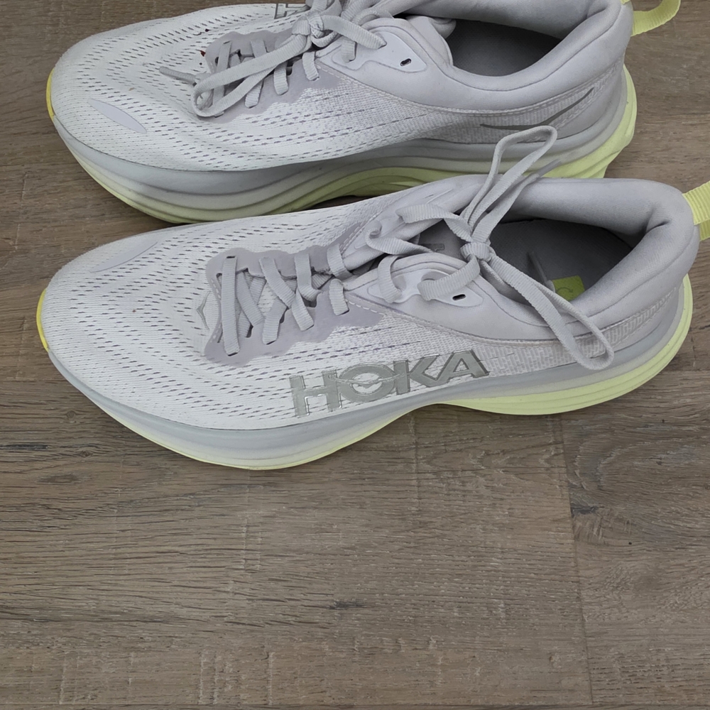 HOKA White and Yellow Running Shoes